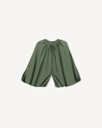 Oversized Pleated Blouse in Cotton Poplin