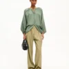 Oversized Pleated Blouse in Cotton Poplin Oversized Pleated Blouse in Cotton Poplin