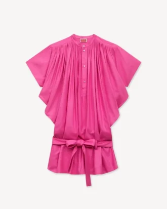 Oversized Pleated Dress in Silk Floss