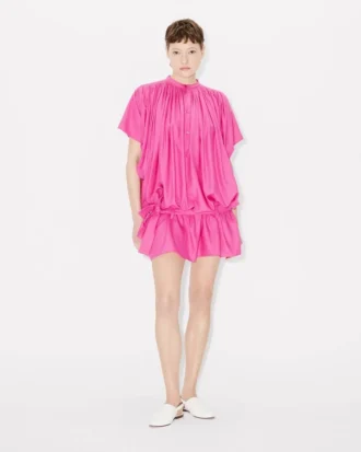 Oversized Pleated Dress in Silk Floss
