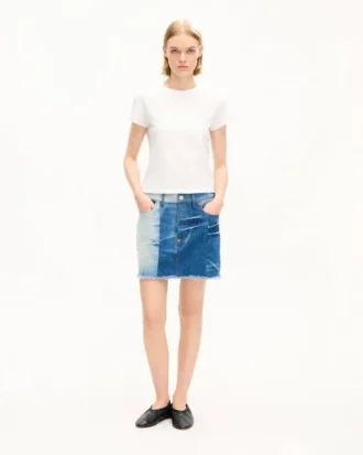 Patchwork Short Skirt in Japanese Denim
