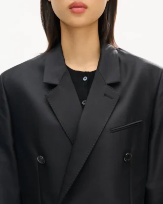 Peaked Lapel Blazer in Virgin Wool and Silk