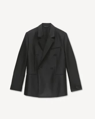 Peaked Lapel Blazer in Virgin Wool and Silk