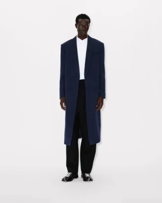 Shawl Lapel Tailored Coat in Virgin Wool