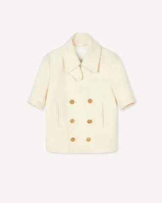 Short Balloon Sleeves Peacoat in Virgin Wool Short Balloon Sleeves Peacoat in Virgin Wool