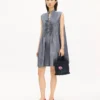 Short Dress in Washed Mixed Linen Denim Short Dress in Washed Mixed Linen Denim