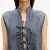 Short Dress in Washed Mixed Linen Denim Short Dress in Washed Mixed Linen Denim