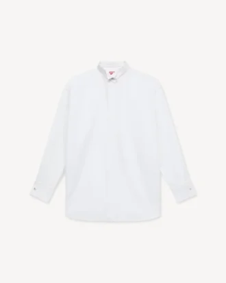 Stand Collar Oversized Shirt in Cotton Poplin