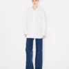 Stand Collar Oversized Shirt in Cotton Poplin Stand Collar Oversized Shirt in Cotton Poplin