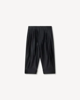 Tailored Cropped Pleated Pants in Virgin Wool and Silk Tailored Cropped Pleated Pants in Virgin Wool and Silk