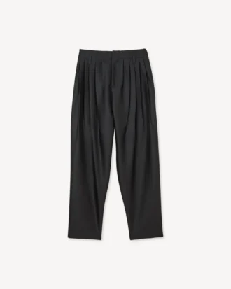 Tailored Plaited Pants in Virgin Wool and Silk