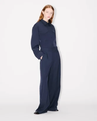 Wide Leg Tailored Pants in Virgin Wool