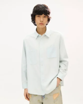 Workwear Shirt in Stone Bleach Chambray